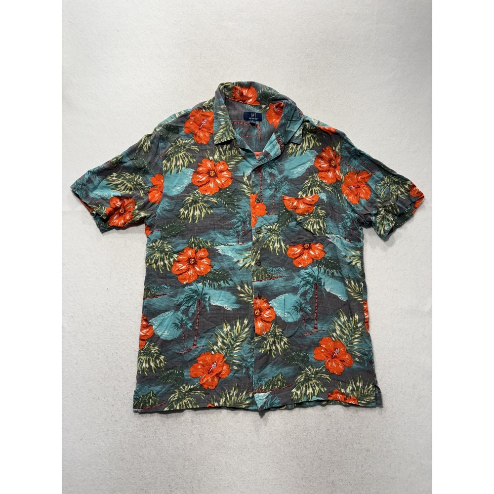 George Shirt Mens Medium Tropical Floral Hawaiian Rayon Short Sleeve GM291V6006E